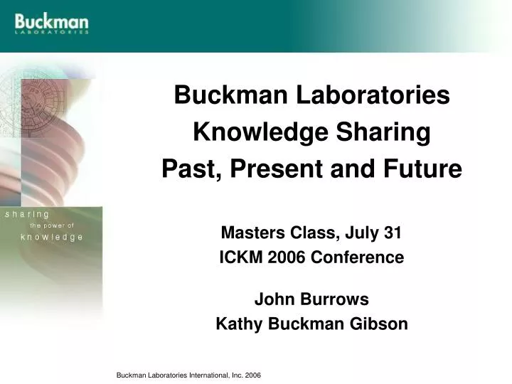 buckman laboratories knowledge sharing past present and future n.