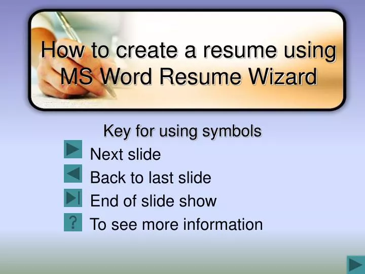 PPT How to create a resume using MS Word Resume Wizard PowerPoint