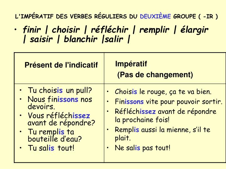 imperatif du verbe essayer Le verbe essayer est un verbe du 1 er groupe il est très fréquemment employé en conjugaison le verbe essayer possède la conjugaison des verbes en : -ayer le verbe essayer se conjugue avec l'auxiliaire avoir le verbe essayer est de type transitif direct. imperatif du verbe essayer Le verbe essayer est un verbe du 1 er groupe il est très fréquemment employé en conjugaison le verbe essayer possède la conjugaison des verbes en : -ayer le verbe essayer se conjugue avec l'auxiliaire avoir le verbe essayer est de type transitif direct.