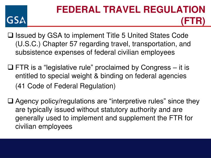 federal travel regulations m&ie