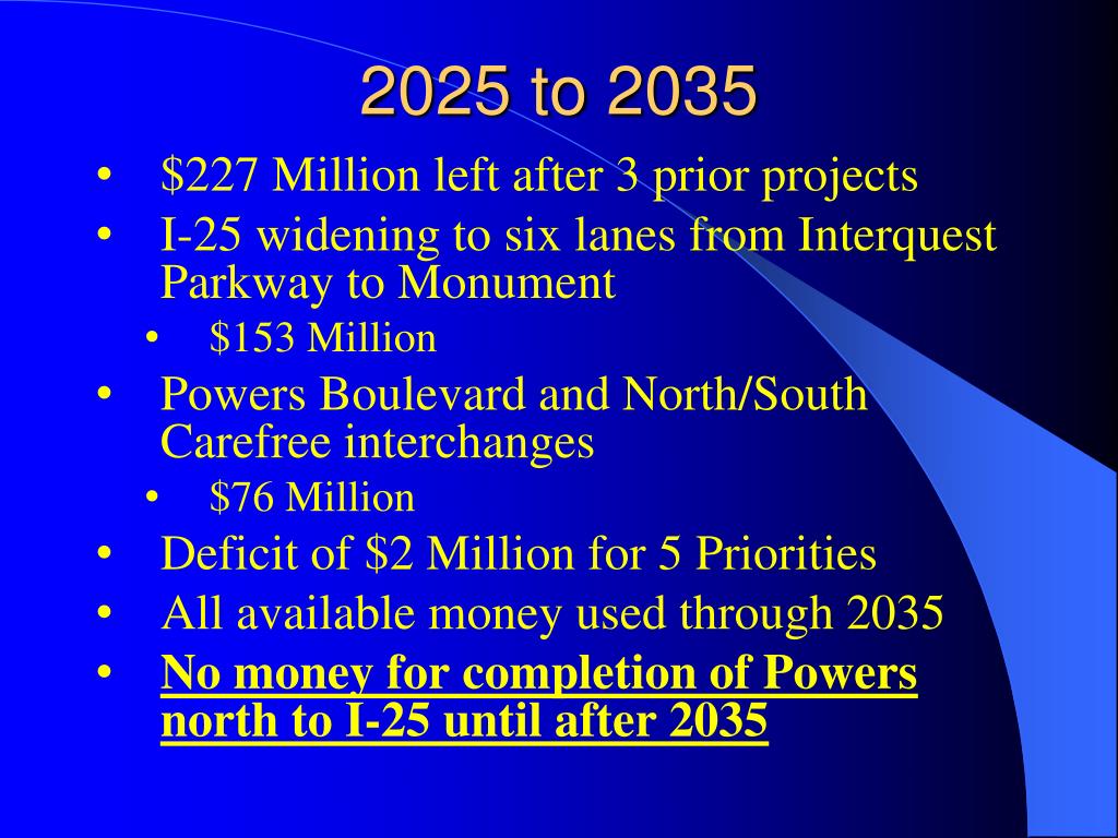 PPT CDOT Funding for Powers Boulevard (State Hwy 21) PowerPoint