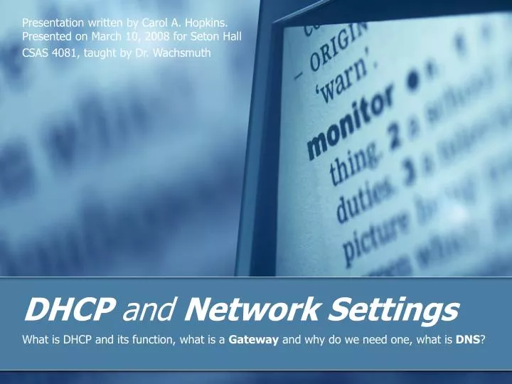 dhcp and network settings n.