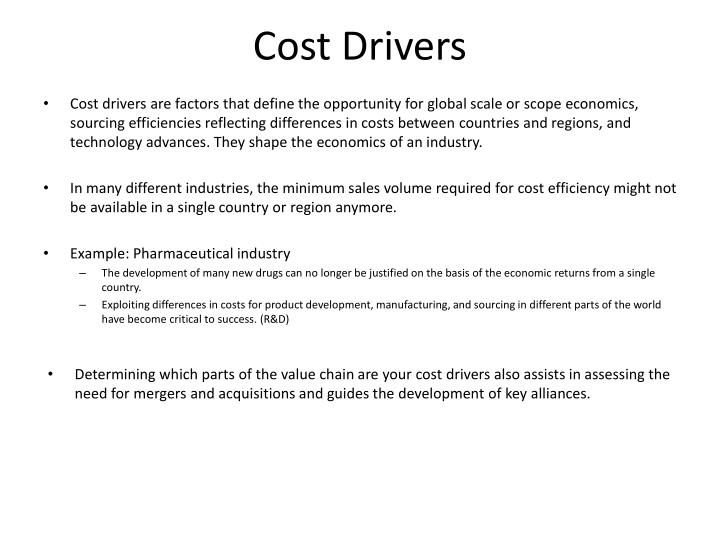 Examples of cost drivers in globalization