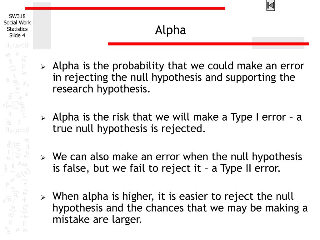 hypothesis test alpha level definition