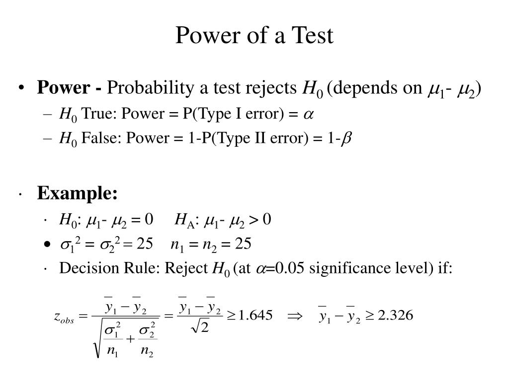 hypothesis test power function
