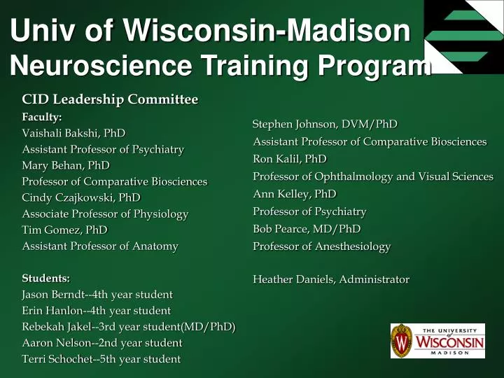 univ of wisconsin madison neuroscience training program n.