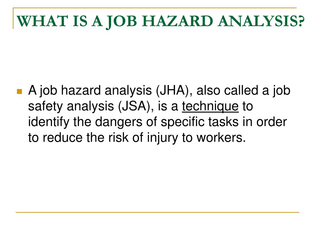 Job hazard analysis definitions