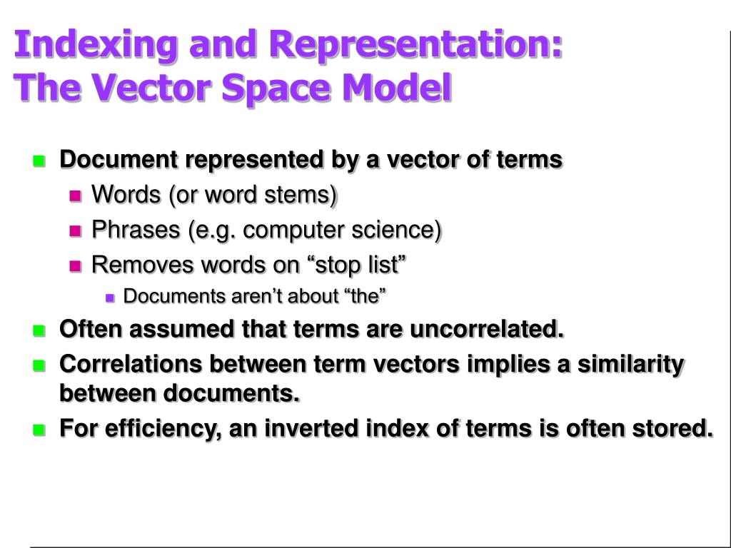 PPT - Indexing and Representation: The Vector Space Model PowerPoint ...