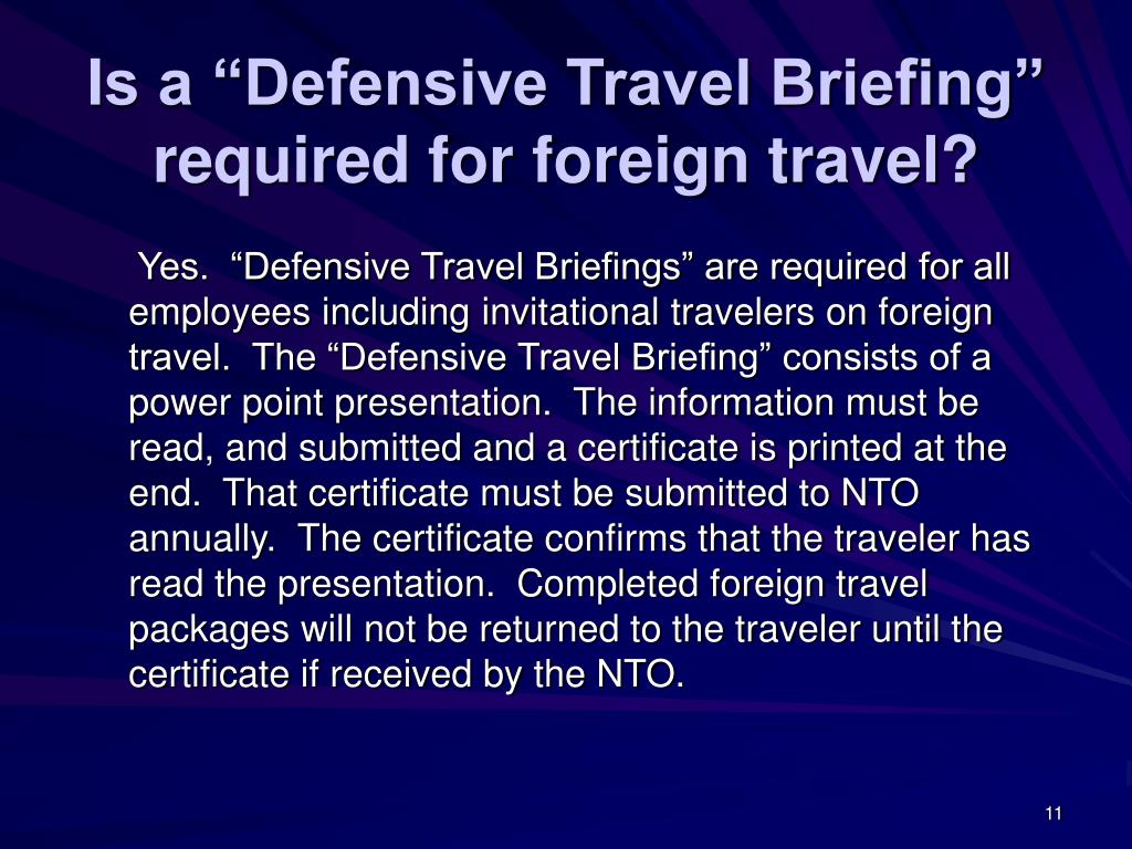 defense foreign travel briefing