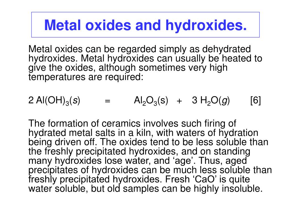 PPT Solubility of metal hydroxides, and amphoteric behavior