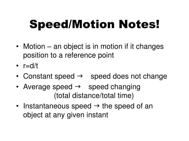 speed motion notes n.