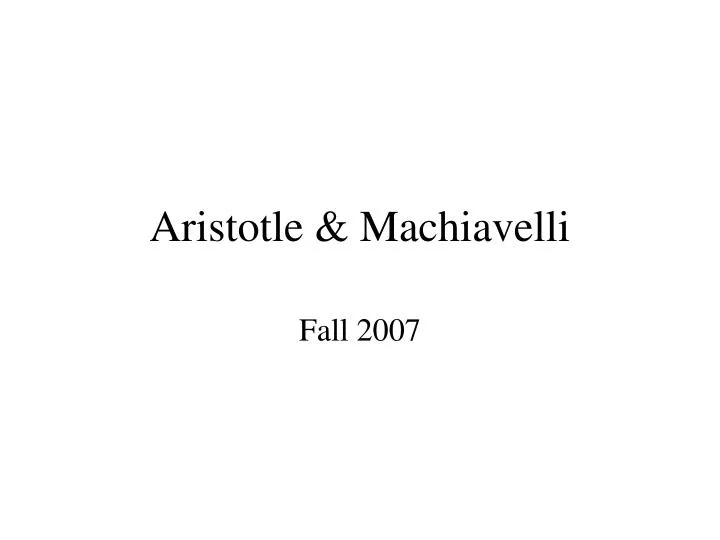 aristotle machiavelli n.