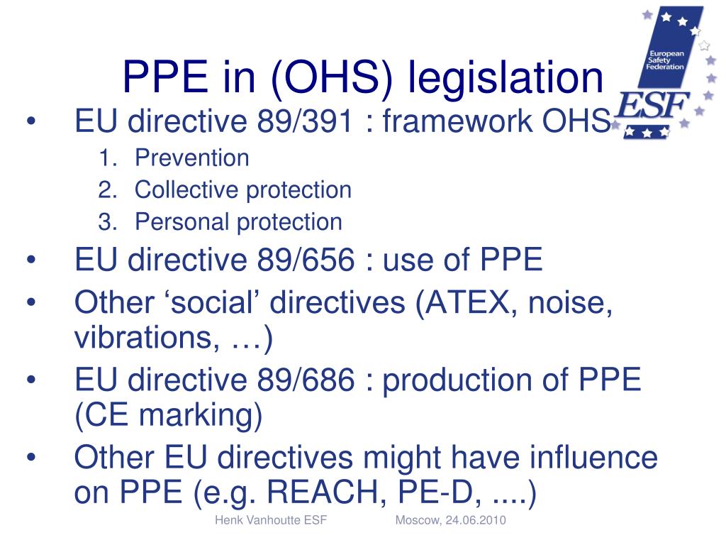 PPT Personal Protective Equipment regulation and standards in the