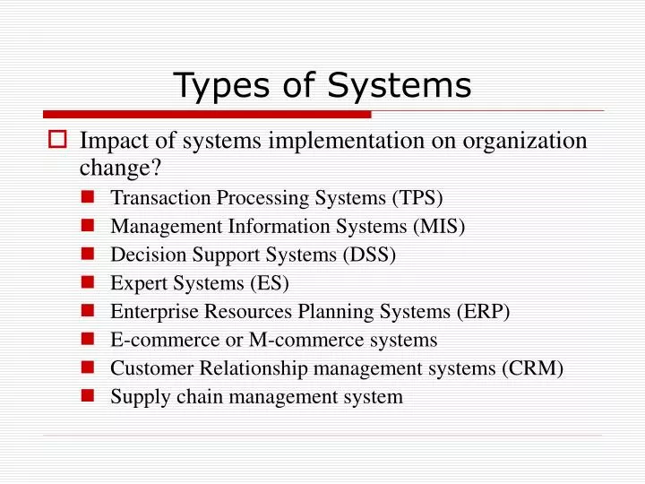 types of systems n.