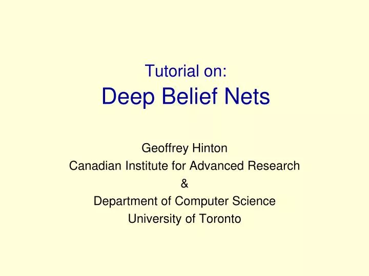 tutorial on deep belief nets n.