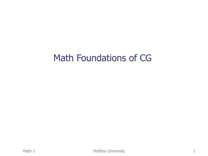 math foundations of cg n.