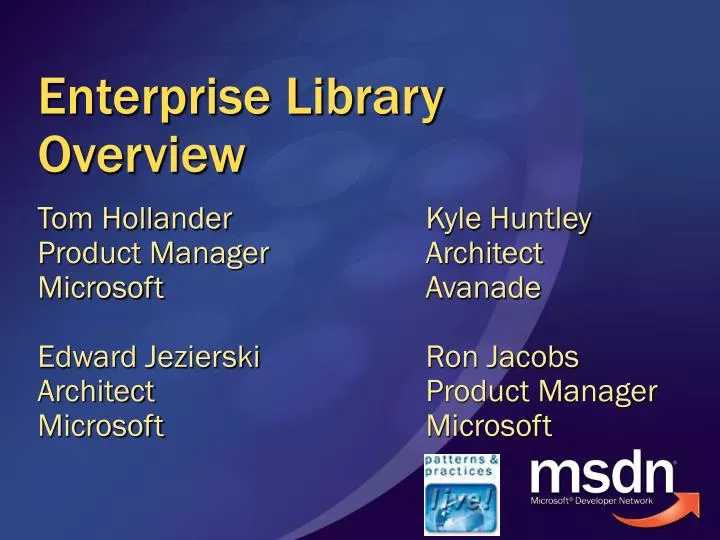enterprise library overview n.