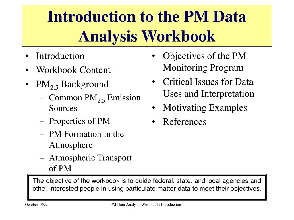 PPT - Introduction to the PM Data Analysis Workbook ...