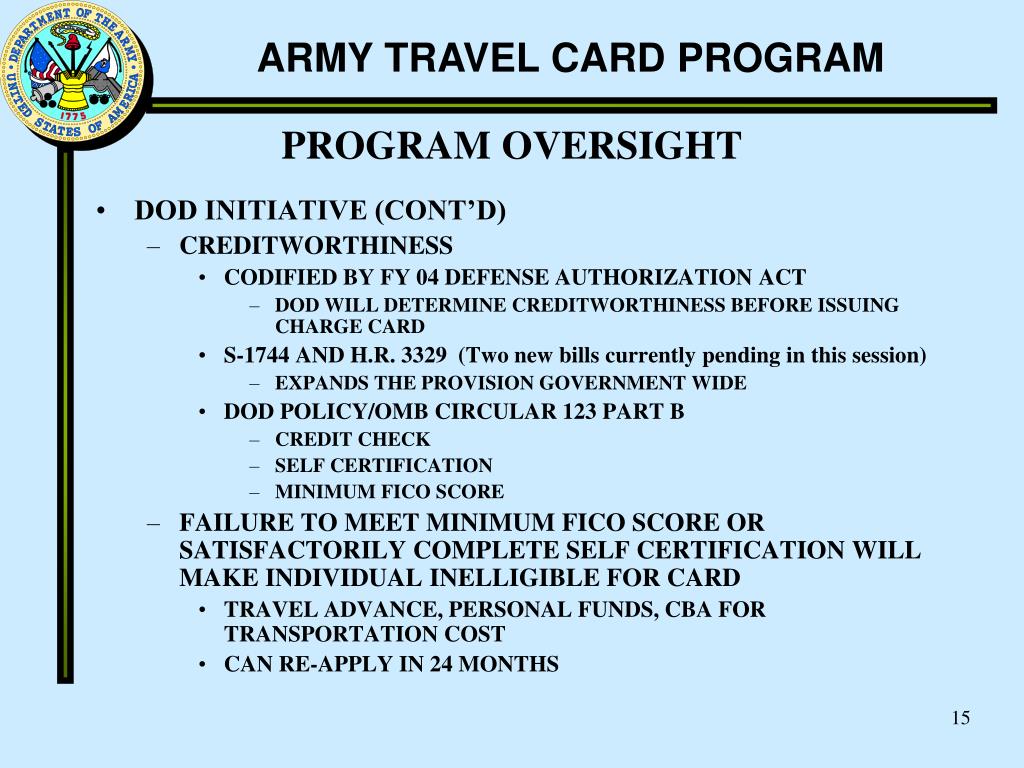 army travel card application