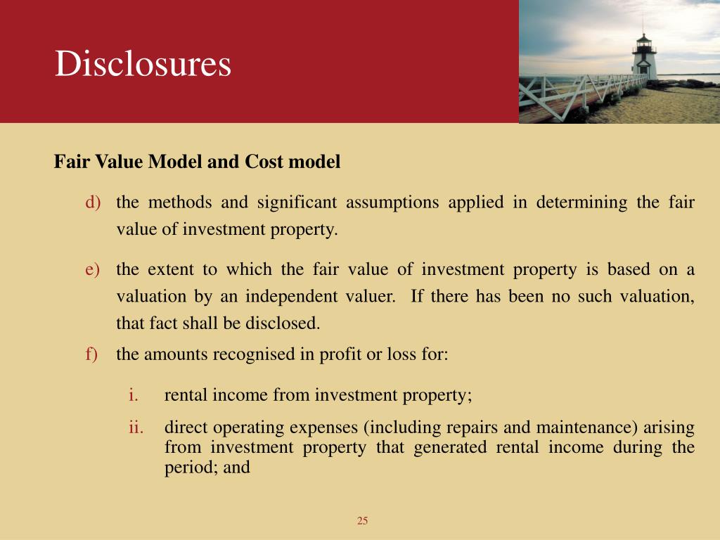 presentation and disclosure requirements of investment property