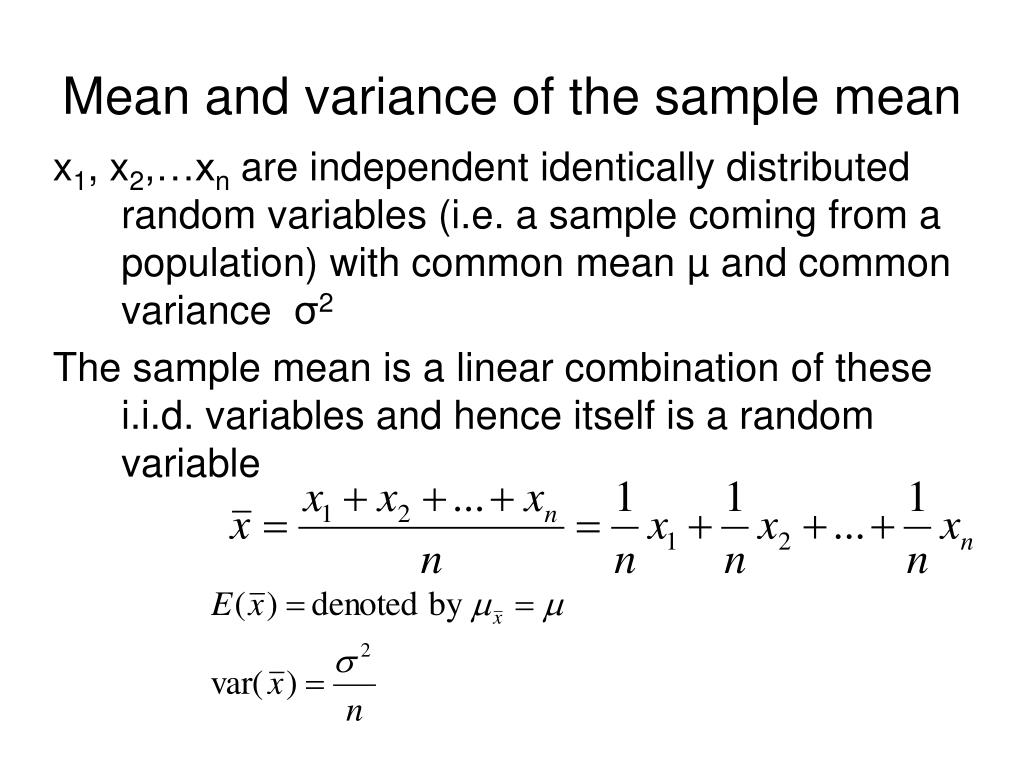Sample mean. Variance of Sample mean.