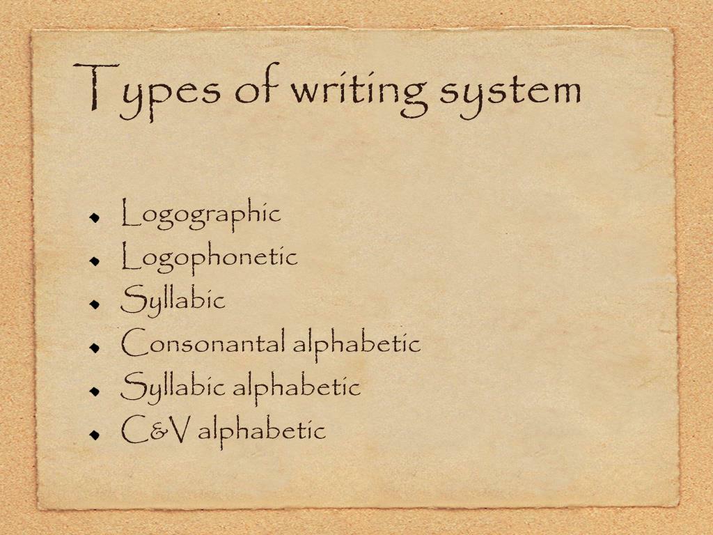 what are four types of writing systems