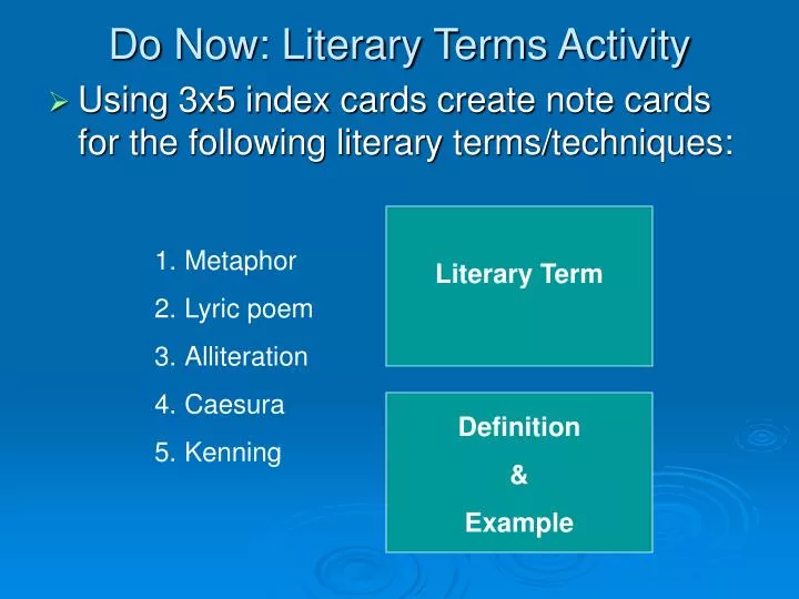 do now literary terms activity n.