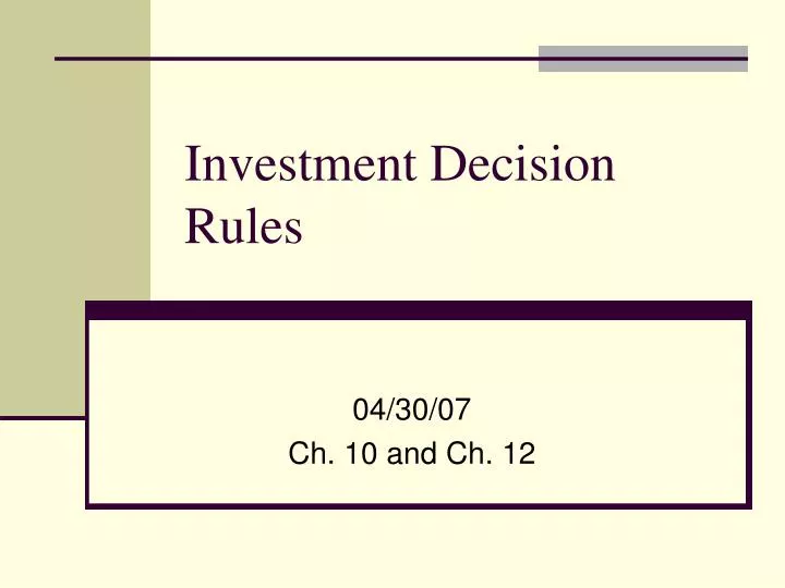 investment decision rules n.