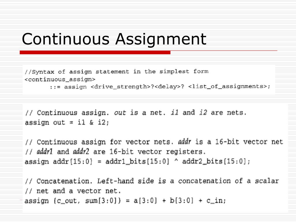what is continuous assignment in verilog