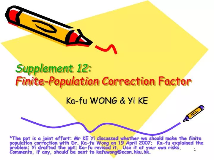 supplement 12 finite population correction factor n.