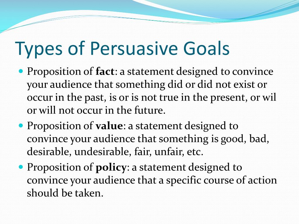persuasive speeches goals