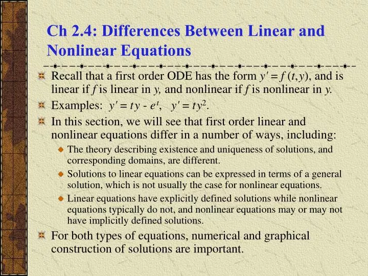 ch 2 4 differences between linear and nonlinear equations n.