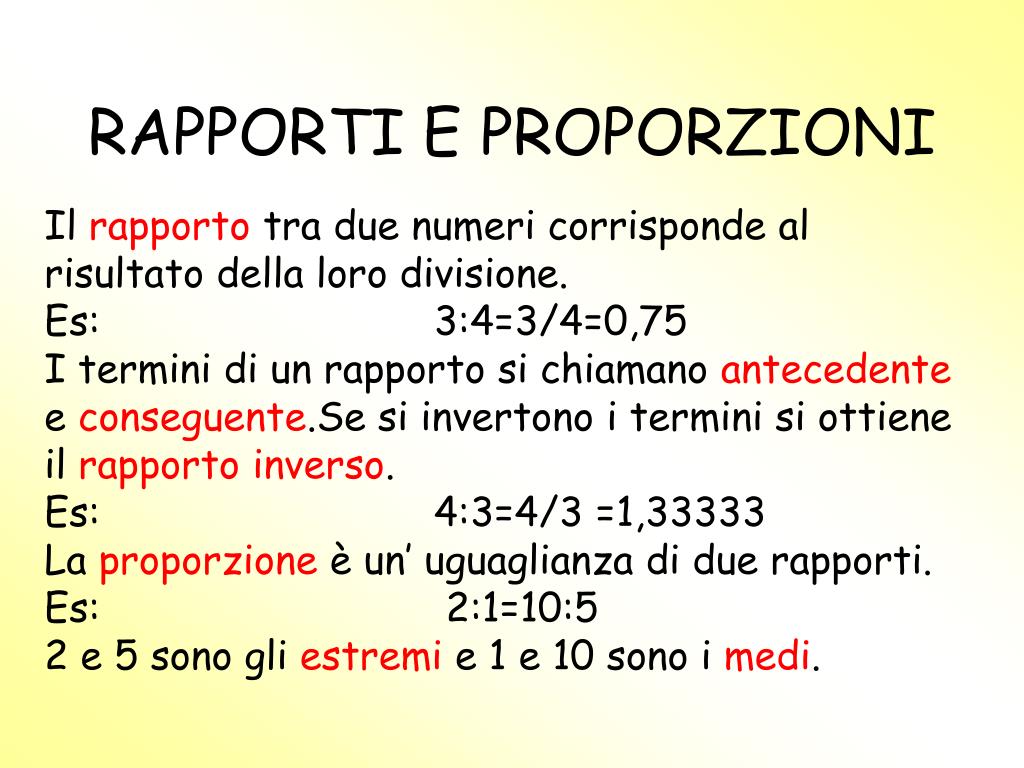 PPT - RAPPORTI E PROPORZIONI PowerPoint Presentation, free download -  ID:390582