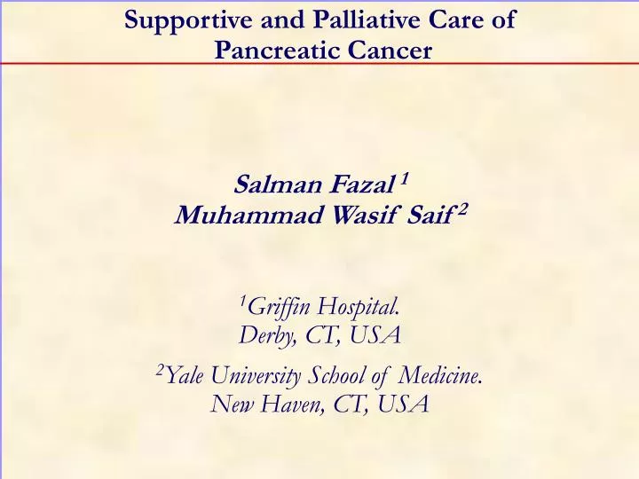 supportive and palliative care of pancreatic cancer n.