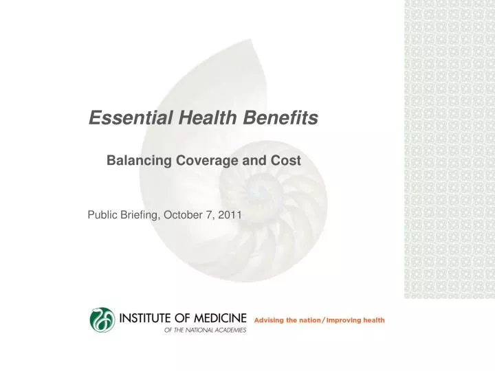 essential health benefits balancing coverage and cost public briefing october 7 2011 n.