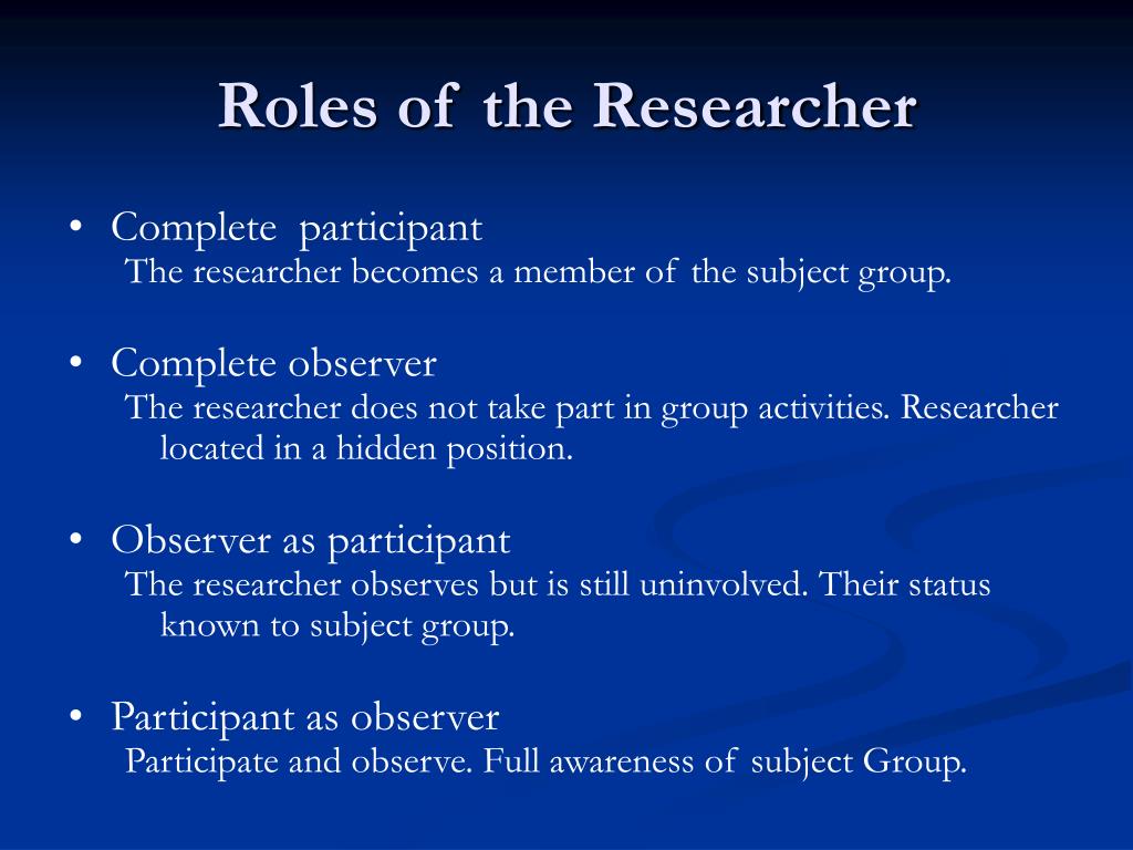 qualitative research role of the researcher