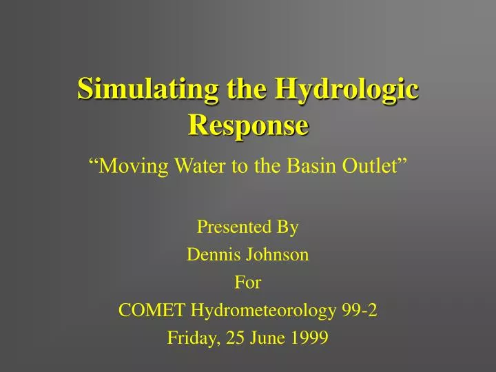 simulating the hydrologic response n.
