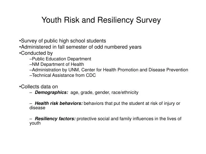 youth risk and resiliency survey n.