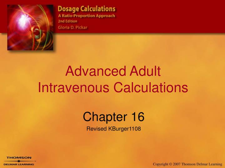 advanced adult intravenous calculations n.