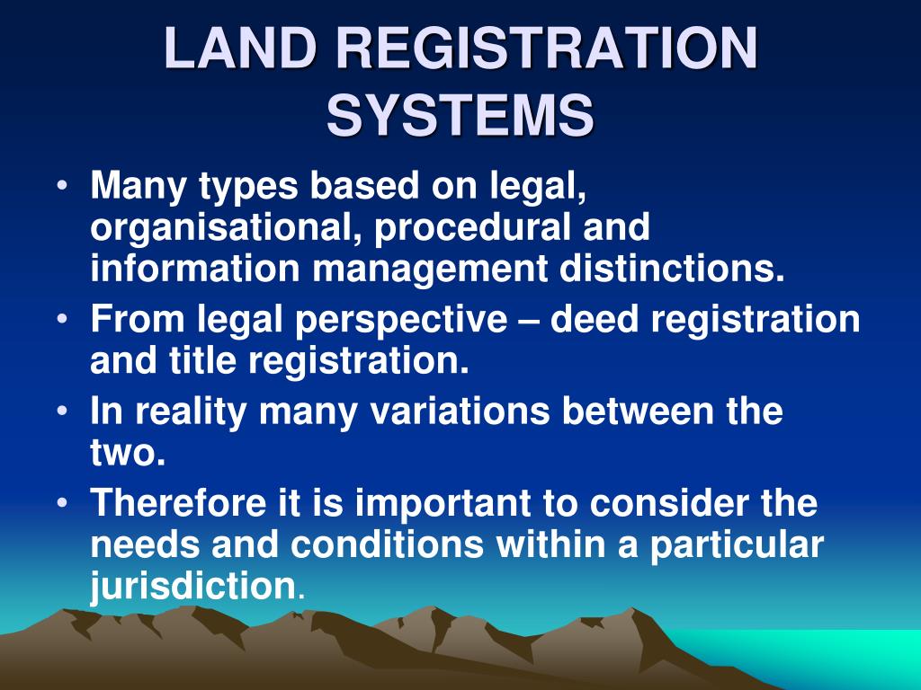 PPT LAND REGISTRATION SYSTEMS PowerPoint Presentation Free Download 