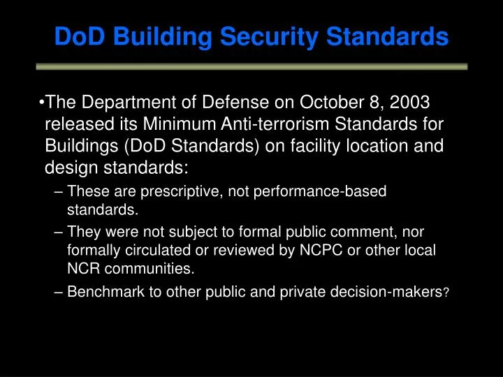 PPT DoD Building Security Standards PowerPoint Presentation, free