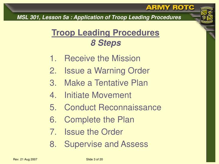 PPT Application of the Troop Leading Procedures PowerPoint