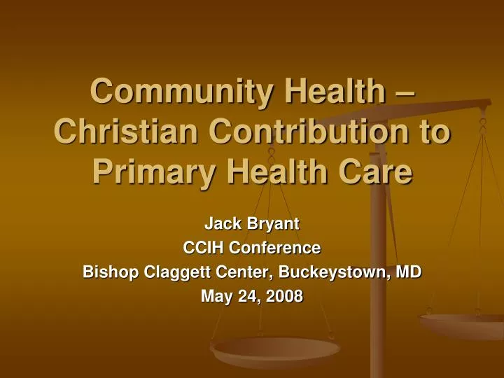 community health christian contribution to primary health care n.