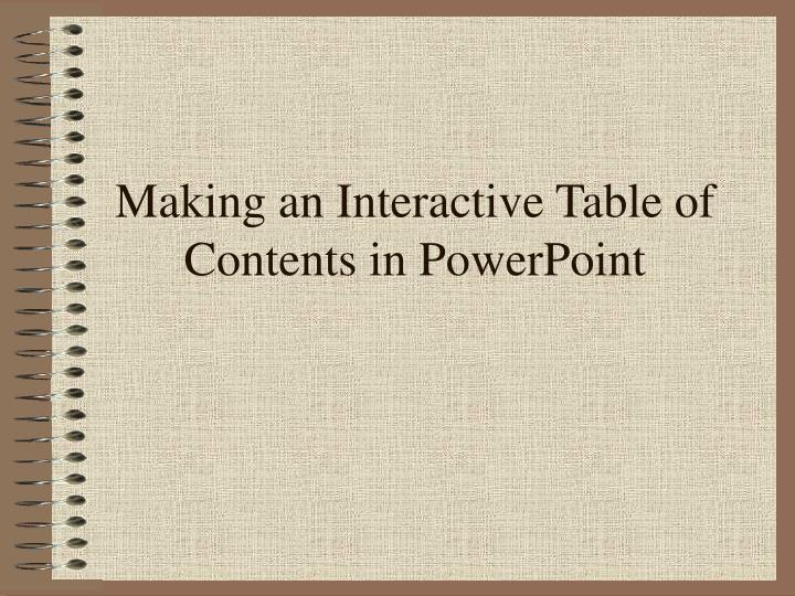 making an interactive table of contents in powerpoint n.