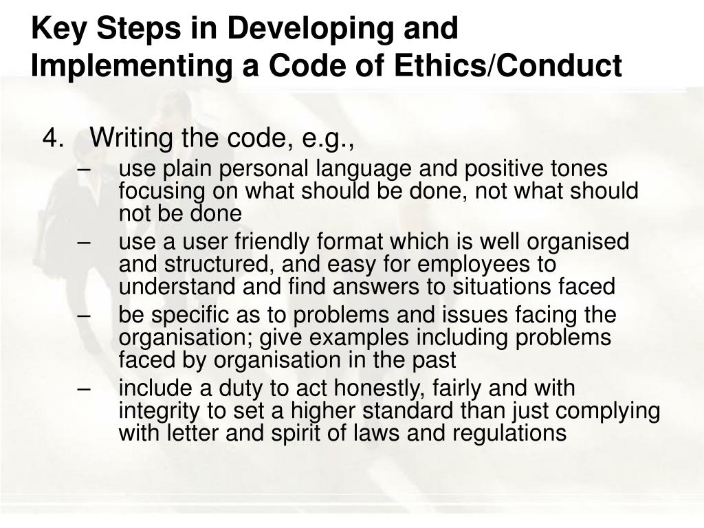 Developing A Code Of Ethics