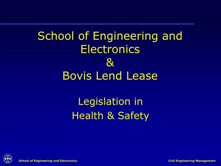 school of engineering and electronics bovis lend lease n.