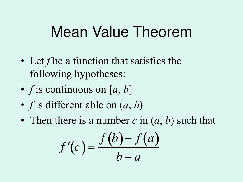 hypothesis of mean value theorem