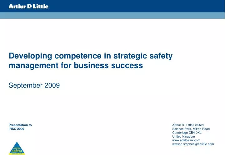 developing competence in strategic safety management for business success n.