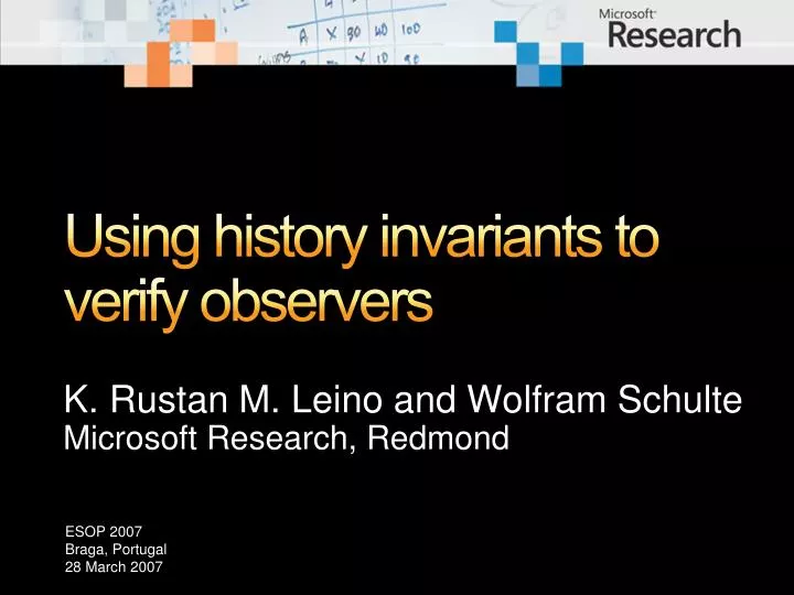 using history invariants to verify observers n.