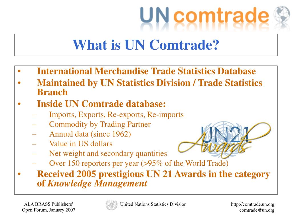 PPT - UN Comtrade United Nations Commodity Trade Statistics Database  PowerPoint Presentation - ID:399623